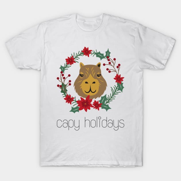 CAPY Holidays, Christmas Capybara illustration T-Shirt by F-for-Fab